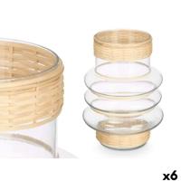 Kaarshouder Gift Decor SG-29857 SG-29857 Transparant Natuurlijk Glas Rotan 18 x 24 x 18 cm (6 Stuks)