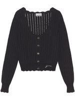 GANNI cardigan crop à détails d'œillets - Noir