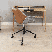 Zuiver Bureaustoel 'Doulton' PU en stof, kleur Grijs/Bruin