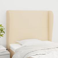 Hoofdbord met randen 83x23x118/128 cm stof crèmekleurig