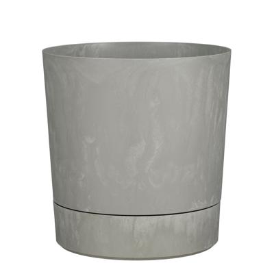 Mica Decorations Bloempot Coco - met onderschaal - betongrijs - H40 x D38 cm - kunststof