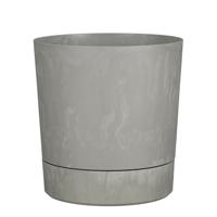 Mica Decorations Bloempot Coco - met onderschaal - betongrijs - H40 x D38 cm - kunststof