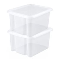 8x stuks kunststof opbergboxen/opbergdozen wit transparant L44 x B36 x H25 cm stapelbaar