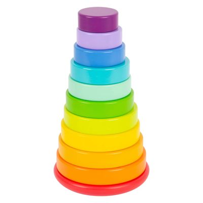 Small Foot houten stapeltoren regenboog, 11dlg.