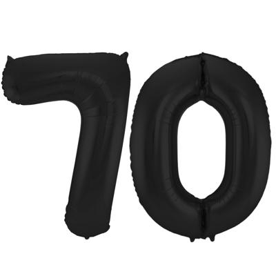 Folat Verjaardag Leeftijd folieballon - 70 jaar - zwart - 86 cm - cijferballon groot