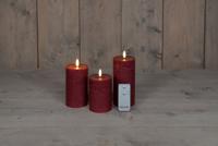 3ST BORDEAUX KAARS WAX RUSTIEK 3D LONT 7,5X10/12,5/15CM AFSTANDSBEDIENING 3X3AAA - Annas collection