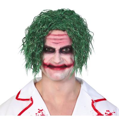 Horror clown verkleed pruik - the Joker - groen - volwassenen - Halloween clownspruik voor heren