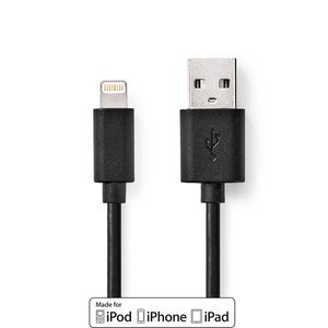 Nedis Lightning Kabel | Apple Lightning 8- Pins naar USB-A Male | 1 m | 1 stuks - CCGB39300BK10 CCGB39300BK10