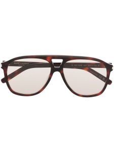 Saint Laurent Eyewear lunettes de soleil pilote à effet écaille de tortue - Marron