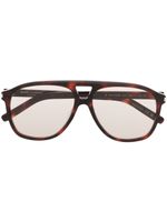 Saint Laurent Eyewear lunettes de soleil pilote à effet écaille de tortue - Marron