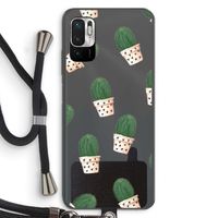 Cactusprint roze: Xiaomi Redmi Note 10 5G Transparant Hoesje met koord Cactusprint roze: Xiaomi Redmi Note 10 5G Transparant Hoesje met koord
