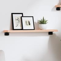 Wandschap 60x10x2 cm onbehandeld massief eikenhout - thumbnail