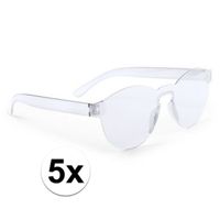 5x Transparante verkleed zonnebrillen voor volwassenen   -