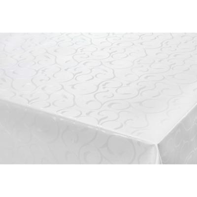Tafelkleed Damast - wit - krullen print - 140 x 300 cm - tuintafelkleed - tafelzeil