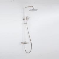 Fortifura Calvi Regendoucheset - thermostatisch - 25cm hoofddouche - gladde slang - ronde handdouche - Geborsteld RVS PVD SW1159499 SW799447 SW728177