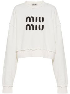 Miu Miu sweat en coton à logo brodé - Blanc