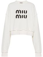 Miu Miu sweat en coton à logo brodé - Blanc - thumbnail