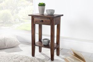 Massieve bijzettafel HEMINGWAY 55cm koffie mahoniehout Shabby Chic telefoontafel - 35576