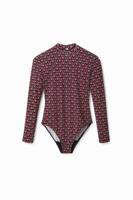 Body met geometrische retro-print - RED - S - thumbnail