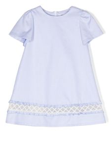 Simonetta robe en toile à détails en dentelle - Bleu