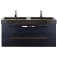 Seville Badmeubelset 120 cm - 2 Laden Black Oak - Wastafel Lucca Dubbel