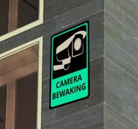 Camerabewaking rode en zwarte bord zelfklevende sticker - thumbnail