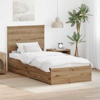 Bedframe met hoofdeinde Artisan Eiken 100 x 200 cm Bewerkt hout