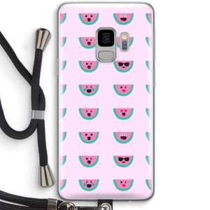 Smiley watermeloenprint: Samsung Galaxy S9 Transparant Hoesje met koord