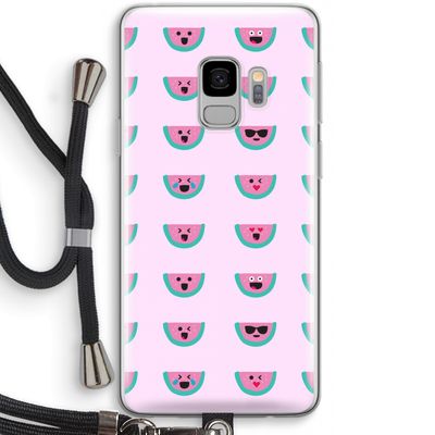 Smiley watermeloenprint: Samsung Galaxy S9 Transparant Hoesje met koord