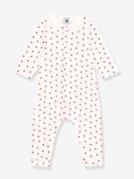 Lange baby-jumpsuit hartjes PETIT BATEAU wit, bedrukt - thumbnail