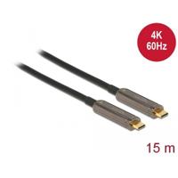 Delock 84104 USB-C-kabel USB Aansluitkabel USB-C stekker 15 m Zwart 4K UHD Delock 84104 USB-C-kabel USB Aansluitkabel USB-C stekker 15 m Zwart 4K UHD