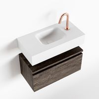 Toiletmeubel Mondiaz Andor | 60 cm | Meubelkleur Dark brown | Lex vrijhangend wastafel Talc Midden | 1 kraangat