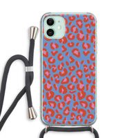 Leopard blue: iPhone 11 Transparant Hoesje met koord