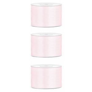 3x Hobby/decoratie poeder roze satijnen sierlinten 5 cm/50 mm x 25 meter