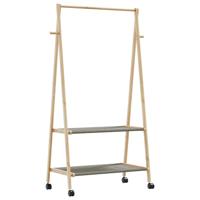 VidaXL Kledingrek met schappen en wielen 96x45,5x155,5 cm bamboe VidaXL Kledingrek met schappen en wielen 96x45,5x155,5 cm bamboe