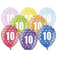 6x Ballonnen 10 jaar thema met sterretjes - thumbnail