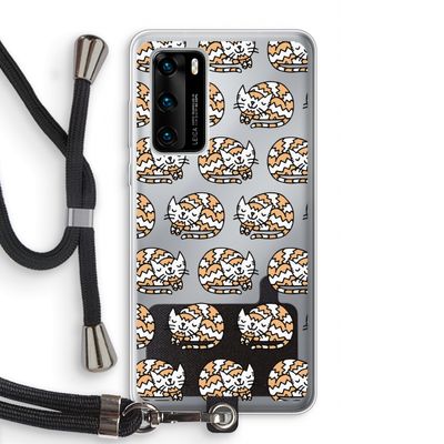 Slapende poes: Huawei P40 Transparant Hoesje met koord