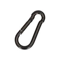 Karabijnhaak - 1x - zwart - staal - 6 cm - carabiner - 120 kg draagkracht