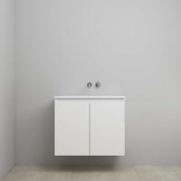 On-Line Onderkast - 80 cm - Voorgemonteerd - Greeploos 2 Deuren - Acryl Wastafel - zonder Kraangat - Mat Wit