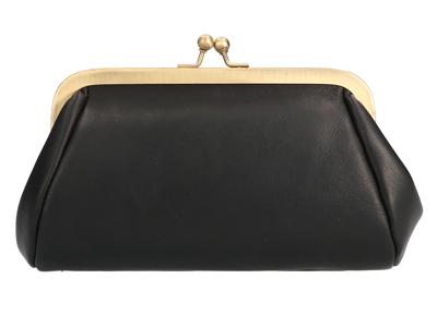 Leather Design Beugel Portemonnee / Beursje Black Waxy