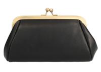 Leather Design Beugel Portemonnee / Beursje Black Waxy