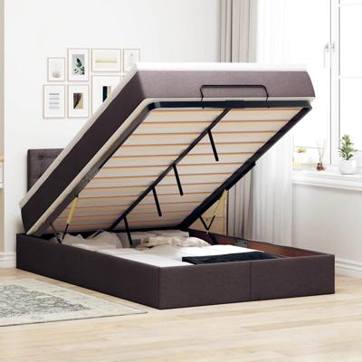 Ottoman bed met matras en LED's 120x200 cm stof donkerbruin