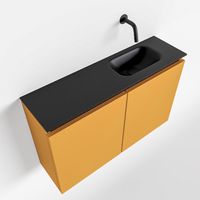 Toiletmeubel Mondiaz Ture | 80 cm | Meubelkleur Ocher | Eden wastafel Urban Rechts | Zonder kraangat