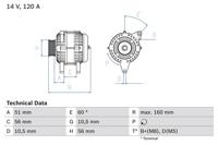 Dynamo / Alternator BOSCH, Spanning (Volt)14V, u.a. für Opel, Saab, Vauxhall