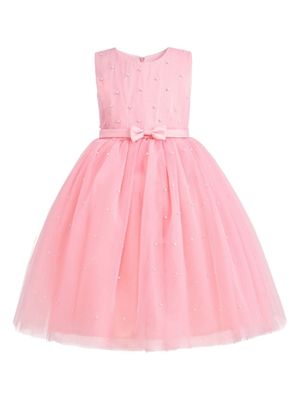 Tulleen robe en tulle à ornements de perles - Rose