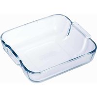 2x Vierkante glazen ovenschaal 1,2 liter 21 x 21 x 6,5 cm   - - thumbnail