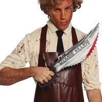 Horror mes met bloed - groot - 50 cm - kunststof - hakmes - Halloween thema   -