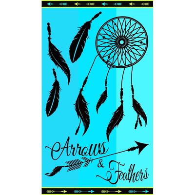 Strandlaken/badlaken blauw Ibiza print Arrows met dromenvanger 100 x 175 cm