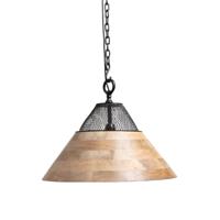 Hanglamp TONY naturel hout+mat zwart Ø50x30cm - thumbnail