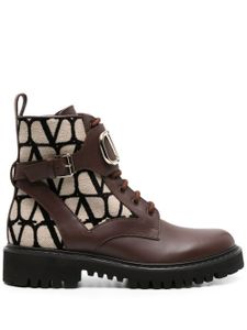 Valentino Garavani bottines à logo embossé - Marron